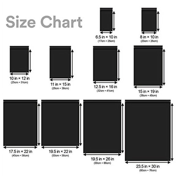 6.5"x10" (17cm x 26cm) 100pcs Black Poly Bag Mailers Plastic Packaging Mailing Shipping Bag Waterproof and Tear-Proof Strong Self Adhesive Multipurpose Envelope Small Medium Large