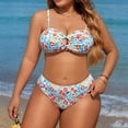 thumbnail image 2 of Bxsruta Womens Plus Size Two Piece Swimsuit Floral Print Cutout Strapless Bikini Set Tummy Control Bathing Suits L-5XL, 2 of 8