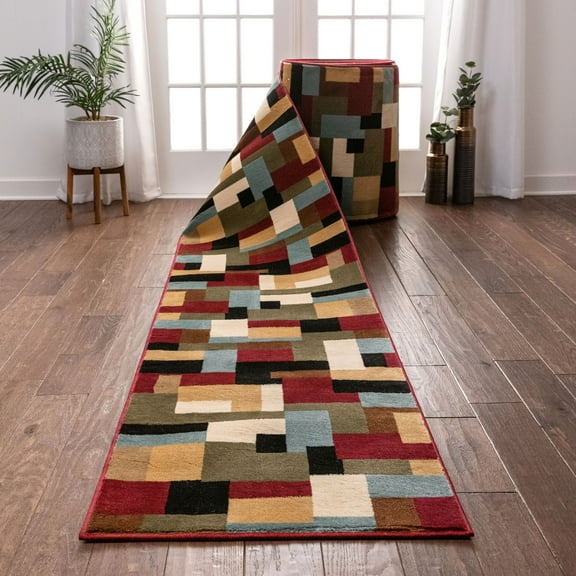 Well Woven Custom Size Runner - Choose Length - Imperial Mosaic Multicolor Geometric Modern 27 Inch Wide x 55 Feet Long Runner (27" x 55') Abstract Color Block Carpet
