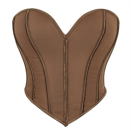 CHCNHAC Corset Lingerie for Women Lace Plus Size Corset Lingerie Flattering Boned Shapewear Bodysuit Cute Floral Pleated Trim Victorian Corsets Coffee L
