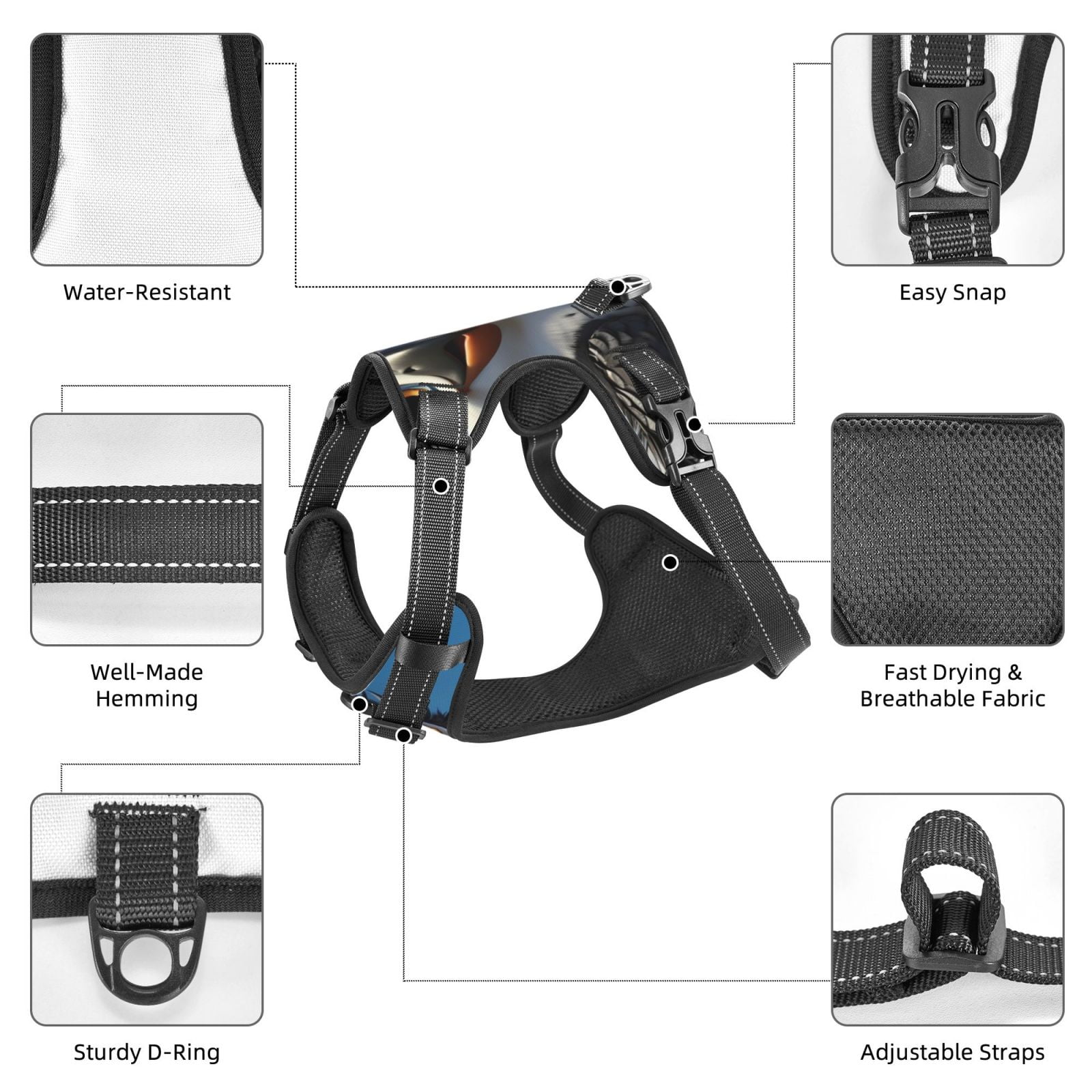 Vsdgher Joyful Animated Bird Dog Harness, No-Pull Pet Harness, Dog Vest, Pet Vest for Small to Large Dogs-