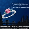 thumbnail image 2 of Gem Stone King 10K White Gold Pink Mystic Topaz and London Blue Topaz 3-Stone Ring for Women | 1.76 Cttw | Round 6MM | Gemstone November Birthstone | Size 8, 2 of 6