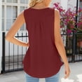 thumbnail image 7 of Mrat Wide Strap Tank Tops Fashion Women's Casual Comfortable Solid Round-Neck Sleeveless Button Tops Blouse T-Shirt Womens Tank Tops Loose S-313 Wine XXL, 7 of 7