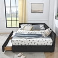 thumbnail image 3 of AOOWOW Queen Size Wood Daybed With 2 Drawers, Modern Elegant Velvet Upholstered Padded Grid Pattern Bed Frame With Spacious Under Bed Storage, No Box Spring Needed, Easy Assembly, black, 3 of 12