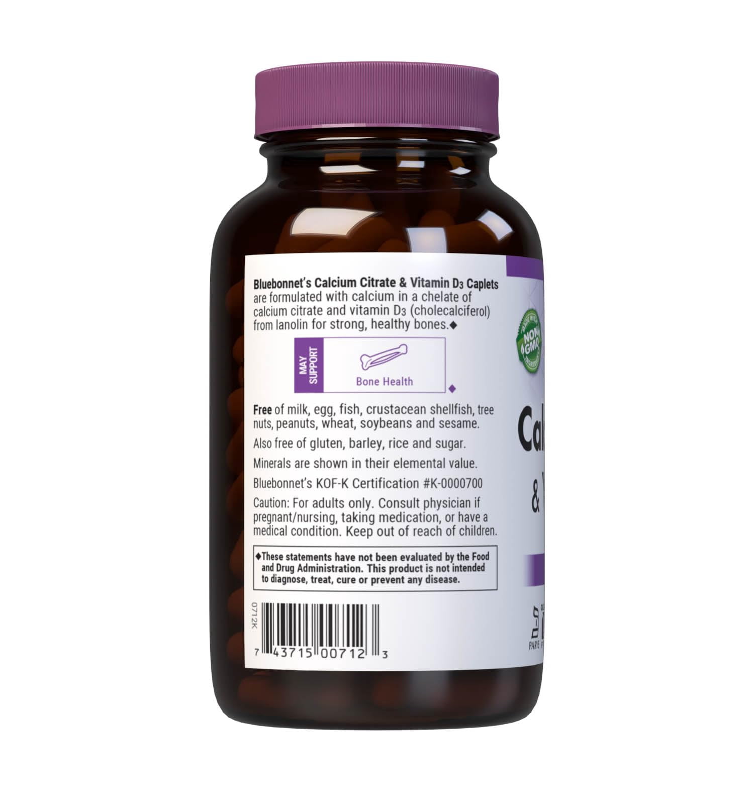 Bluebonnet Calcium Citrate 1000mg + Vitamin D3 Bone, Strength & Immune Support*, 180 Caps