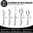 thumbnail image 2 of 21 Piece Kitchen Silverware Set with Organizer Tray, Fork Spoon Knife Set Stainless Steel Cutlery Heavy Duty Silverware Set for 4 Flatware Tableware Eating Utensils Sets Forks Knives and Spoons Set, 2 of 7