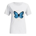 thumbnail image 2 of Blmnix Fashion Tees for Women Cute White Loose Butterfly Shirt Short Sleeve Crew Neck Pullover Girls Tees Casual, 2 of 4
