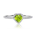 thumbnail image 1 of JeenMata Anillo de Bodas de Oro Blanco de 18 K sobre Plata con Peridoto (Piedra Natal de Agosto) en Forma de Corazón de 1 Quilate, 1 of 6