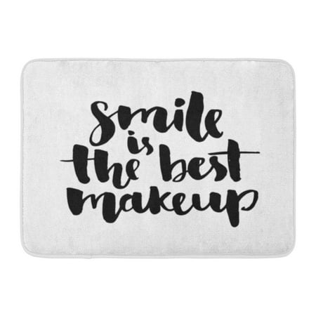 GODPOK Smile is The Best Makeup Inspirational Quote Handwritten with Black Ink and Brush Custom Lettering Rug Doormat Bath Mat 23.6x15.7