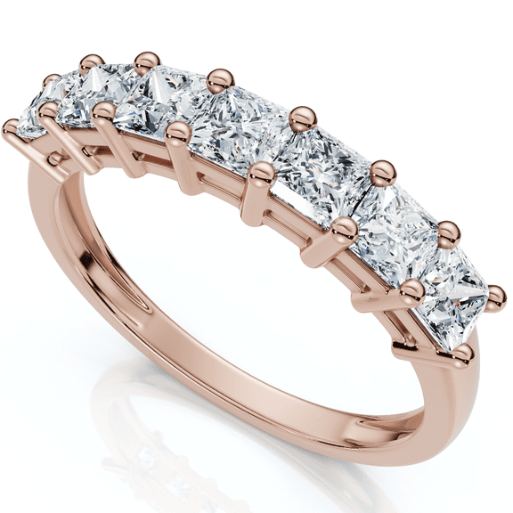 Pompeii 1Ct Princess Cut 7-Stone Diamond Wedding Ring Womens Band Gold Lab Grown