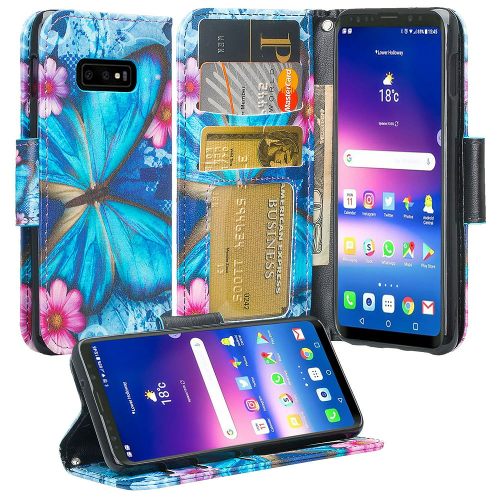 For Samsung Galaxy S10 Case Galaxy S10 Wallet Case Wrist Strap 