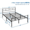 thumbnail image 2 of 13 inch Classic Metal Bed Frame with Headboard Mattress Foundation/Platform Bed/Slatted Bed Base for Adult and Teens at Home, Dorm, Black, Full Size, 2 of 5