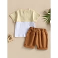 thumbnail image 4 of Bagilaanoe 2pcs Toddler Baby Boy Short Pants Set Patchwork Short Sleeve T-Shirt Tops + Shorts 6M 12M 18M 24M 3T Kids Casual Summer Outfits, 4 of 9
