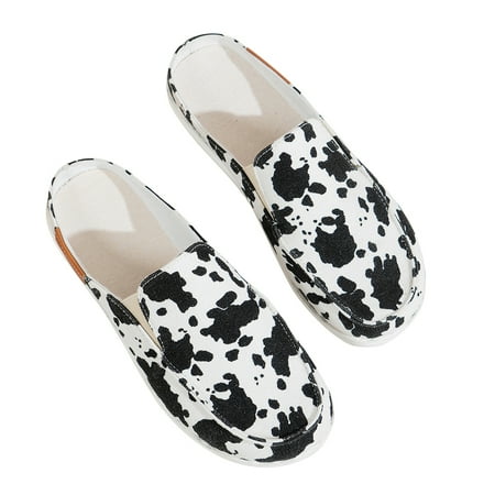 

Womens Canvas Sneakers Slipper Shoes Slip On Mules Shoes Low Top Backless Casual Sneakers for Walking