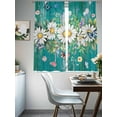 thumbnail image 5 of Spring Daisy Leaves Sheer Curtains 63 Inches Length 2 Panels Set, Window Sheer Curtains for Living Room/Bedroom, Vintage Watercolor Flowers Teal Wooden Light Filtering Rod Pocket Curtain 52''x63''x2, 5 of 8