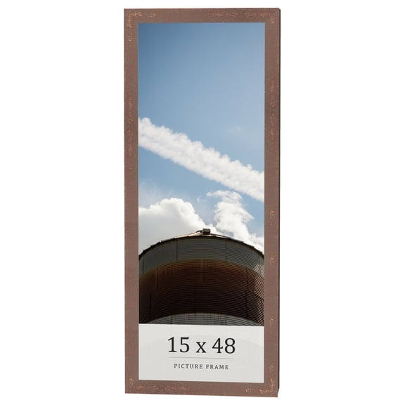 15x48 Distressed Brown Real Wood Picture Frame Width 1.25 inches | Interior Frame Depth 0.5 inches