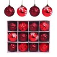thumbnail image 1 of 1 caja de bolas de decoración navideña Juego de bolas de Navidad de color plástico chapado de 6 CM (12 bolas de decoración navideña), 1 of 5