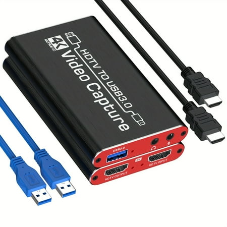 4K Capture Card for Streaming & Gaming - 1080P 60fps HDMI Video Recorder with Mic, Loop-Out - Works with Nintendo Switch/PS4/PC/OBS - Perfect for Live Streaming, YouTube, Twitch, Video Conference