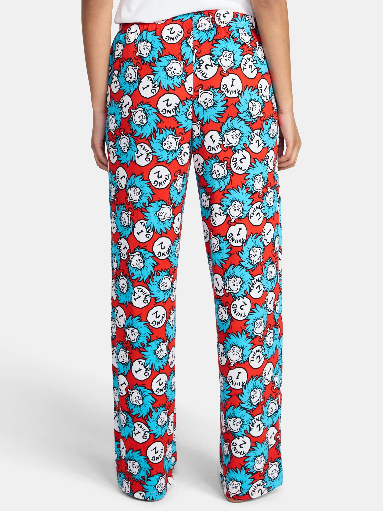 Dr. Seuss Women's Cat in the Hat Thing One Thing Two Hacci Knit Wide Leg Sleep Pants, Sizes XS-3X