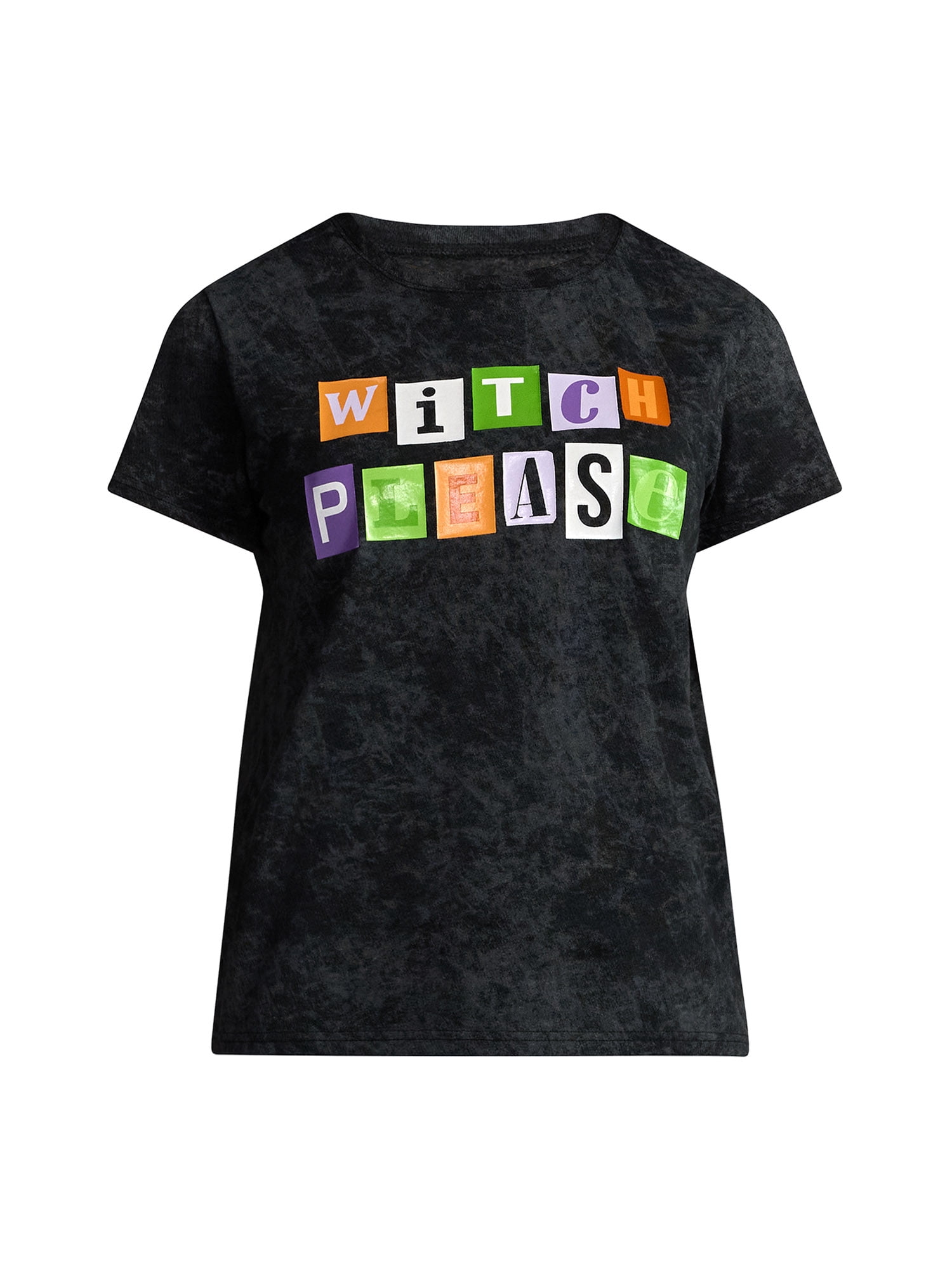 Halloween Women's Witch Please Graphic Tee with Short Sleeves, Sizes XXS-XXL