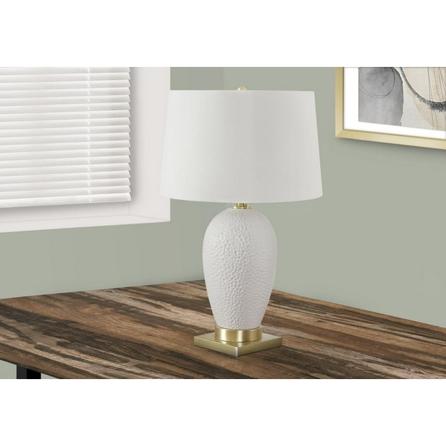 Monarch Specialties Lighting, 26"h, Table Lamp, White Ceramic, Ivory / Cream Shade, Transitional