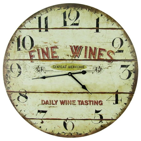 LARGE 23 Vintage Fine Wines Wood Clock DAILY TASTING Huge Wine Cellar Wall