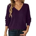 thumbnail image 2 of Womens V Neck Sweaters 2025 Fall Long Sleeve Shirts Lightweight Ribbed Knit Basic Casual Office Work Tunic Tops, 2 of 5