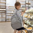 thumbnail image 5 of Plaid School Backpack, Heavy Duty School Bag with Drawstring Side Pockets, Multi-pocket Backpack for Travel College Work (Gray), 5 of 9