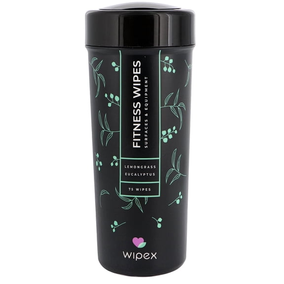 Wipex Gym Wipes – Home Workout & Yoga Mat Cleaner, Lemongrass & Eucalyptus Scent, 75 Count