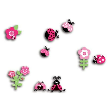 Jelly Bugs Border - Pink Ladybugs 3D Wall Decals