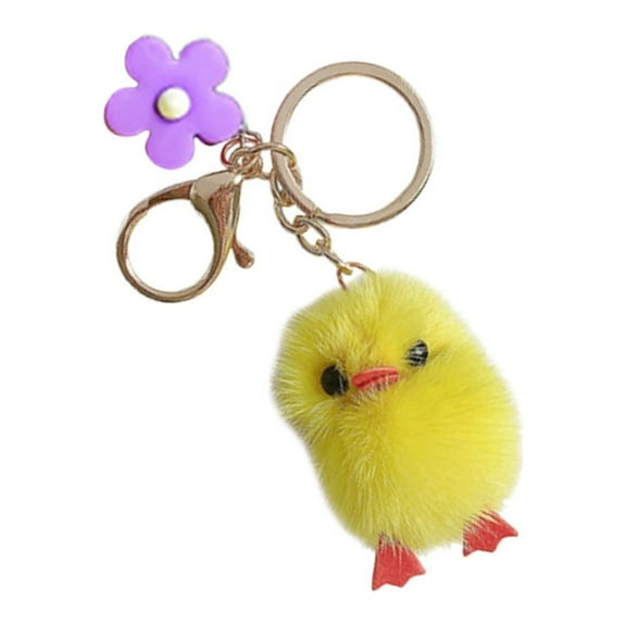 AURARMLET Plush Chick Keychain Yellow Fuzzy Toy Pendant Hanging Ornament for Girls 1 Pack Cute Soft Accessory