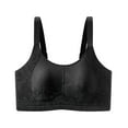 thumbnail image 2 of Longline Bras for Women Padded Women's Floral Embossed Wireless Bralette - Round Neck Seamless Comfortable Bra with Adjustable Straps, Full Cover Everyday Bras Black L, 2 of 5