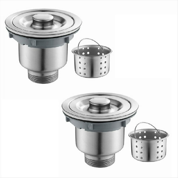 Juego de 2 fregaderos de cocina de acero inoxidable con desagüe para verduras y antiolor.