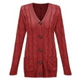 thumbnail image 5 of Pull Hiver Cardigan Manches Longues Boutonnage Ouvert sur le devant avec Poche, 5 of 5