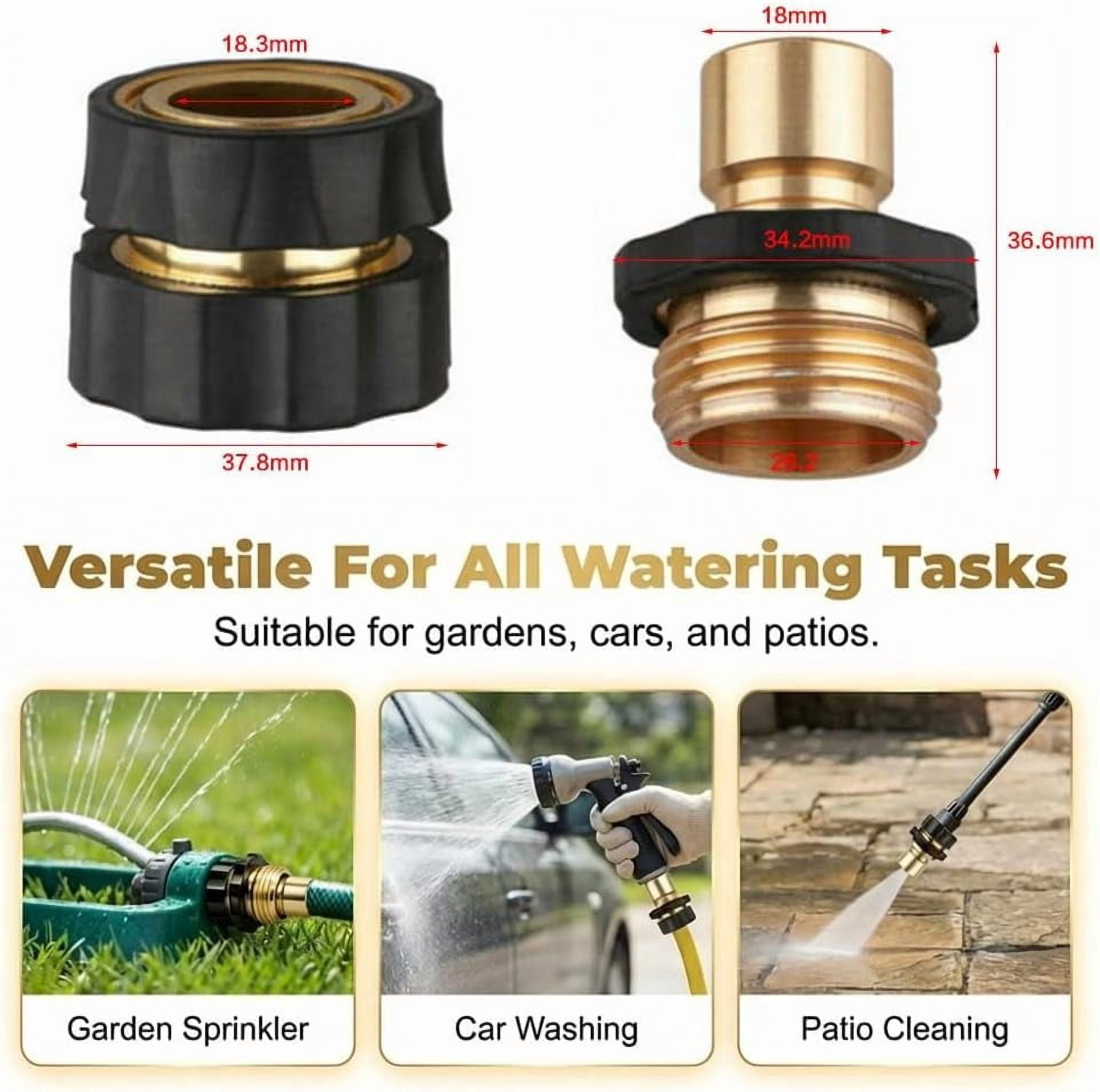 Garden Hose Quick Connector, 2026 New 3/4 Inch Male and Female Garden Hose Fitting Quick Connector, Connect Garden Hose Fittings, Easy Connect Water for Sprinkler & Pressure Washer (4 pcs)