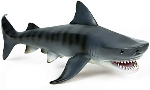 EOIVSH 11 Inch Large Tiger Shark Toy, Plastic Ocean Animal Figure Realistic Educational Sea Creature Marine Model Figurine for Bath Pool Toy, Cake Topper, Party Favor