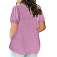thumbnail image 4 of Women's Fashion Color Block Gradient Print Top - V Neck Short Sleeve Casual Loose Blouse, Polyester Summer Style, 4 of 6