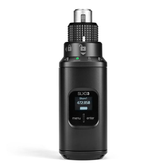 Transmisor inalámbrico Shure SLXD3 Plug-On XLR a SLX-D H55 Band