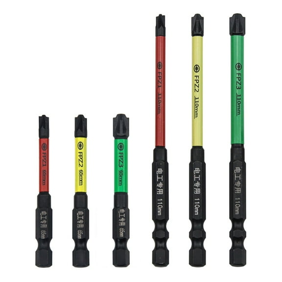 6pcs Magnetic Special Slotted Cross Screwdriver Bits for Electrician FPZ1 FPZ2