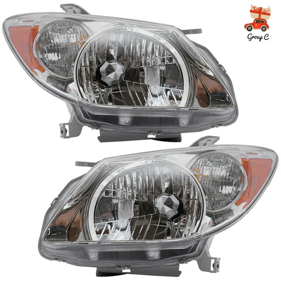 Replacement Headlight, Left & Right Head Lamp for 2005-2008 Pontiac Vibe Wagon