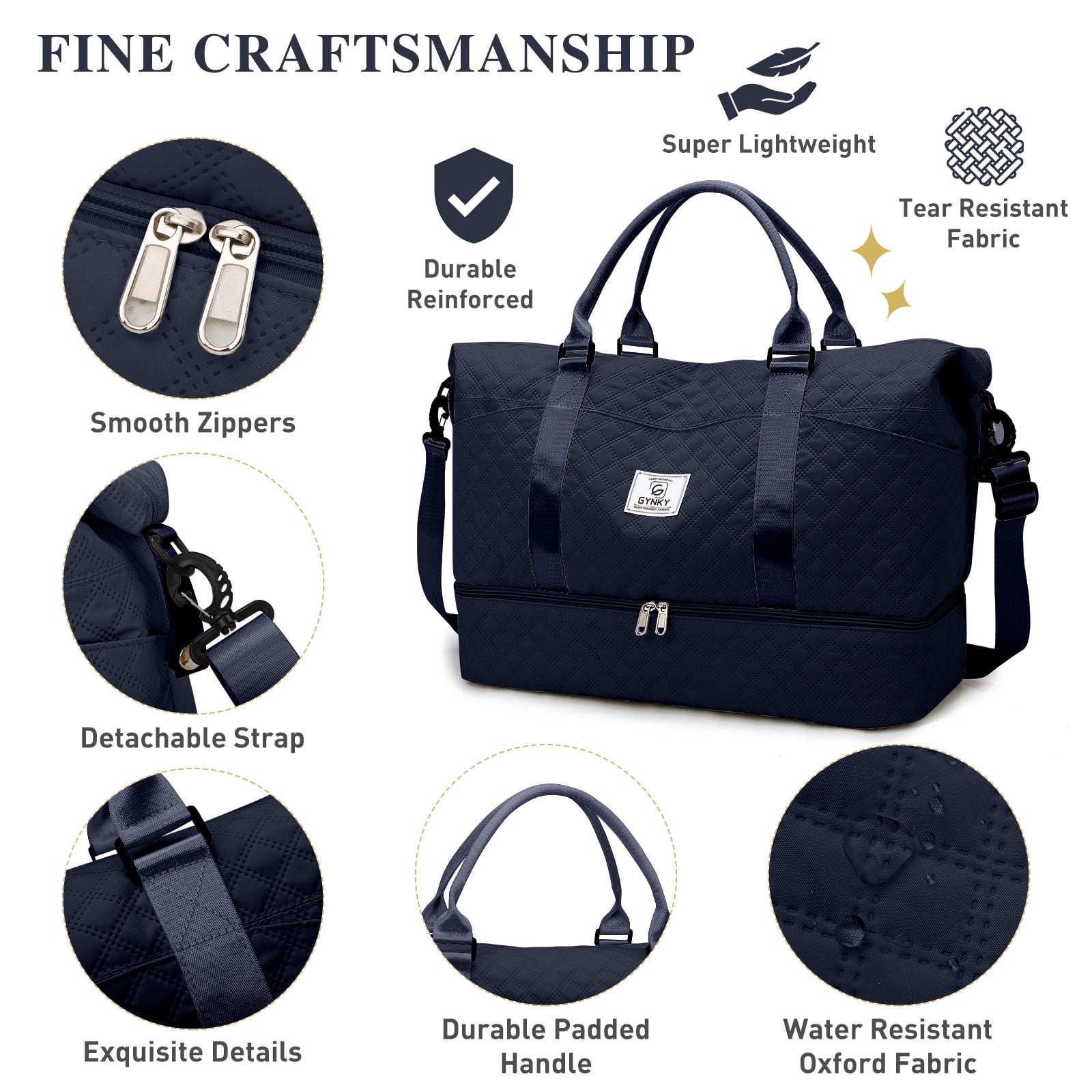 Gynky Travel Duffle Bag Weekender Bags for Women with Shoe Compartment Carry on Overnight Bag Gym Duffel Bag with Wet Pocket Hospital Bags for Labor and Delivery