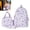 Purple, variant on 3Pcs Bow Print Backpack Set, Breast Cancer Awareness Pink Ribbon School Bookbag with Lunch Box & Pencil Case for Back to School Girls Daily Use