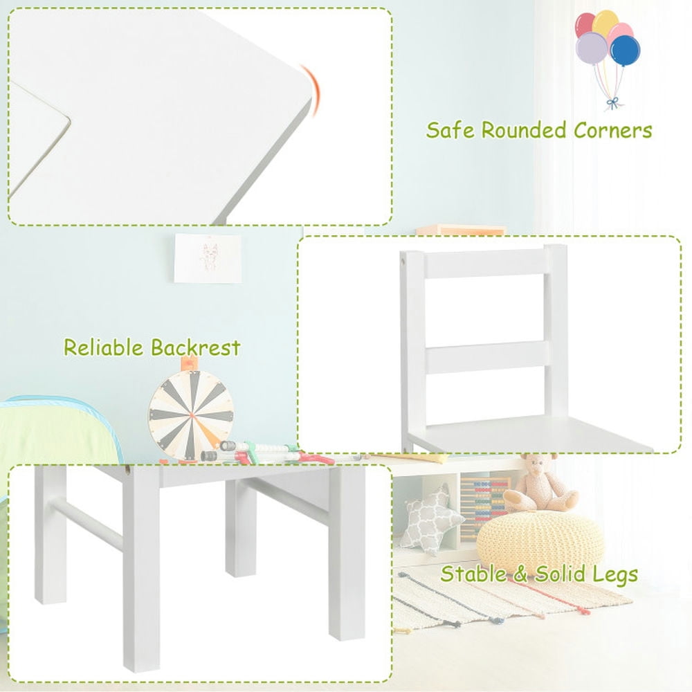 Spaco 2-in-1 Kids Activity Table and 2 Chairs Set with Storage Building Block Table-White, Toddler Table and Chair Set for Arts & Crafts, Snack Time, Homeschooling, Homework