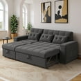thumbnail image 5 of Noelse 3 in 1 Convertible Sofa Bed, Sectional Sleeper Sofa with Storage Armrest and 4-Level Adjustable Backrest, L-Shaped Couch for Living Room, Dark Grey, 5 of 10