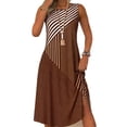 thumbnail image 2 of QUNYINEY Summer Beach Sundresses for Women Sleeveless Midi Casual Striped Tank Dress Loose Fit A Line Crew Neck Dress, 2 of 5