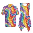 thumbnail image 6 of Psesaysky Swirl Tie Dye Shirts for Men Trendy Short Sleeve Hawaii Shirts Plus Size Causal Buttons Elegant Shirts Couple Matching Outfit for Husband Boyfriend, 6 of 7