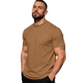 thumbnail image 2 of Qwertyu Mens Big and Tall Shirts Short Sleeve Crew Neck Casual T-Shirt Summer Tee Tops Basic Shirts Light Brown XL, 2 of 4