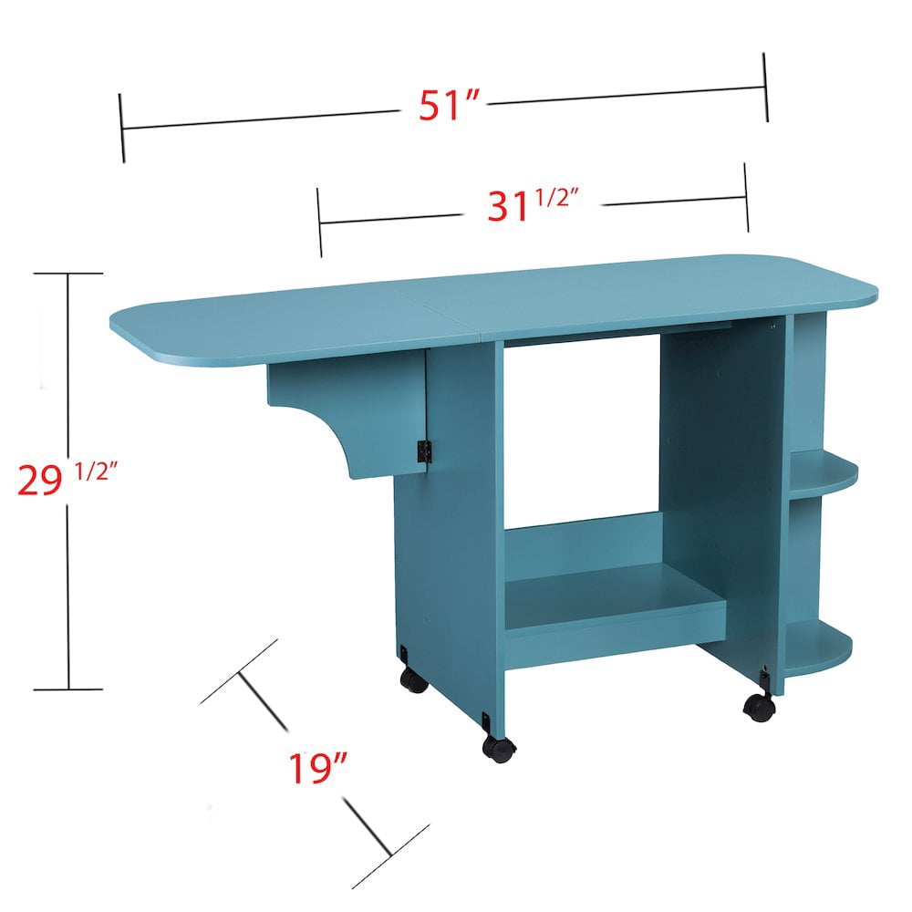SEI Furniture Mobile Sewing and Craft Table in Turquoise