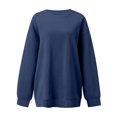 thumbnail image 3 of VANLOFE Women's Solid Color Long Sleeve Sweatshirt Crewneck Sweatshirt for Women Women's Fashion Trendy Dark Blue Sweatshirt 2XL, 3 of 3