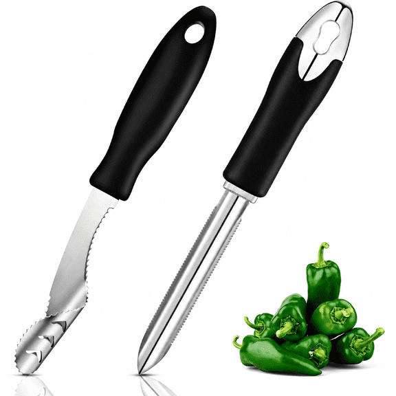 2Pcs Jalapeno Pepper Corer Zucchini Cucumber Corer Remover Serrated Stainless Steel Vegetable Seed Remover